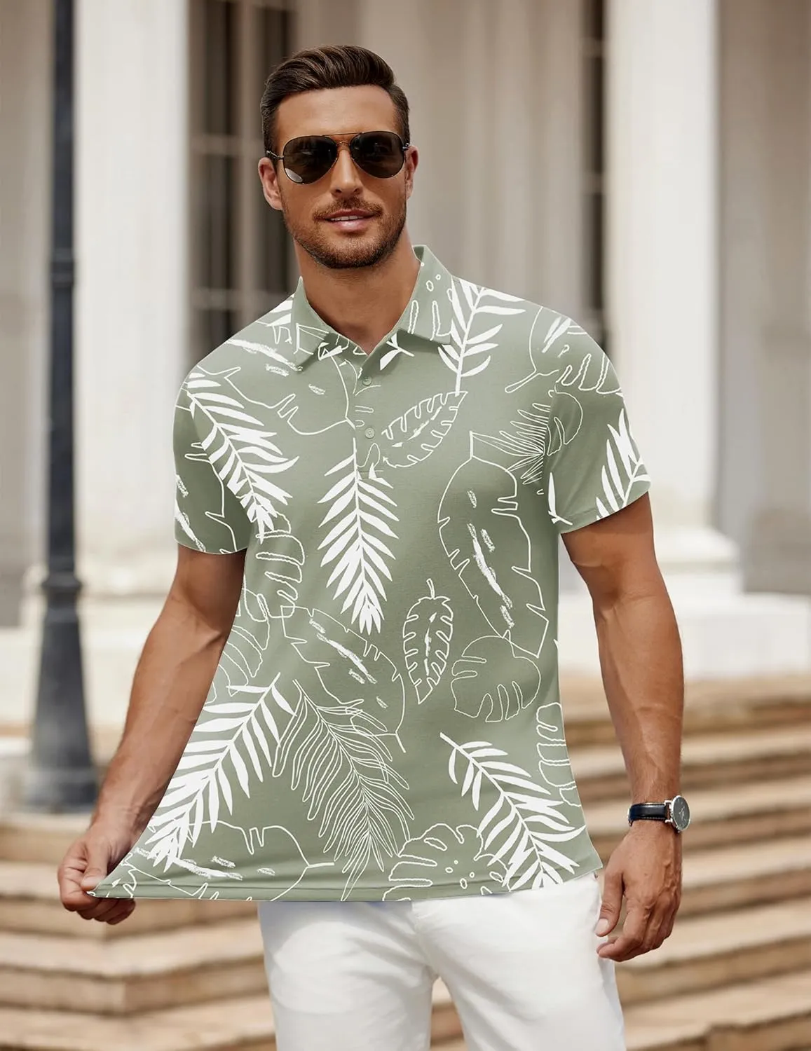 COOFANDY Men's Polo Shirt Golf Dry Fit Performance Short Sleeve Moisture Wicking Athletic Polo Collared Tennis T-Shirt