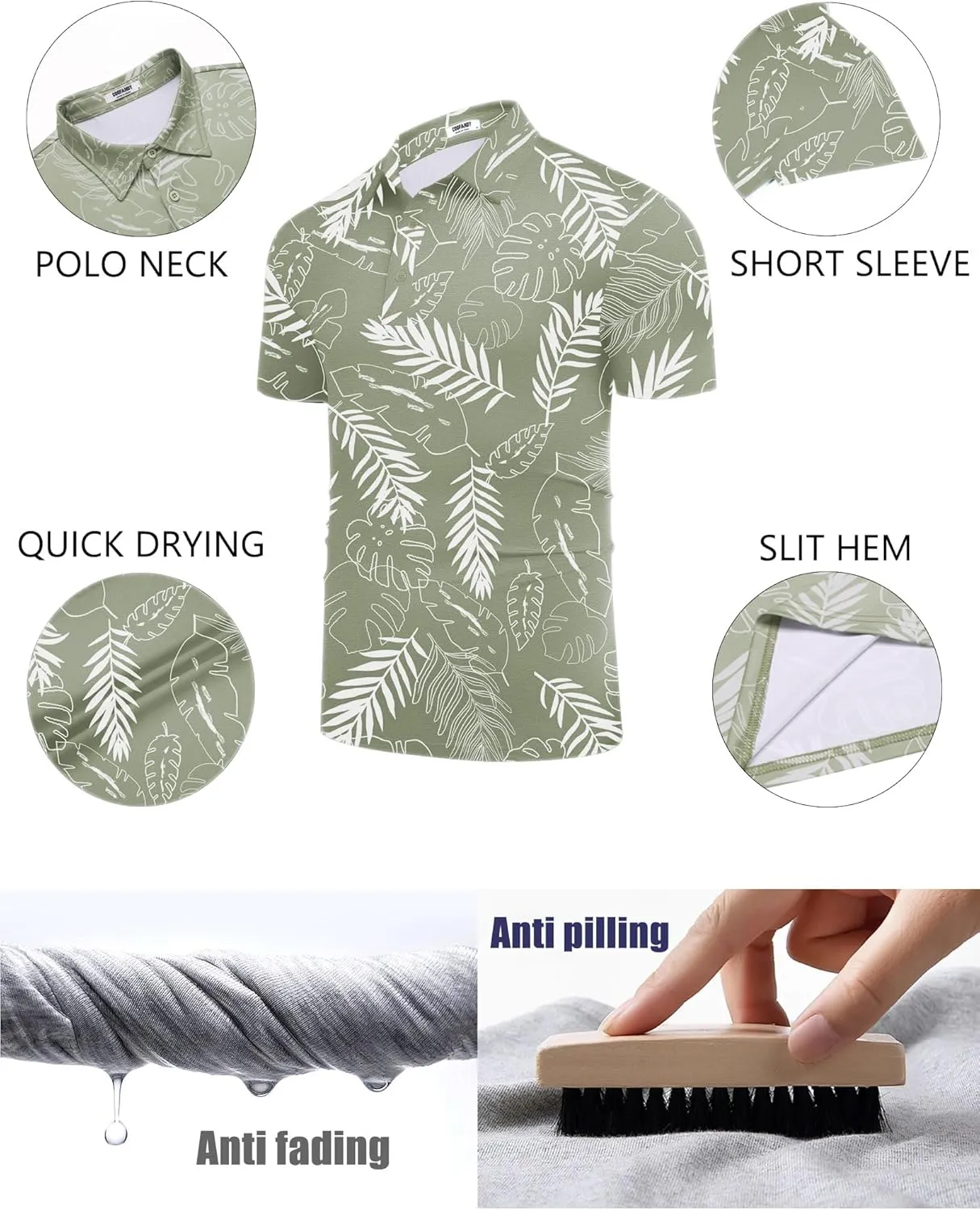 COOFANDY Men's Polo Shirt Golf Dry Fit Performance Short Sleeve Moisture Wicking Athletic Polo Collared Tennis T-Shirt