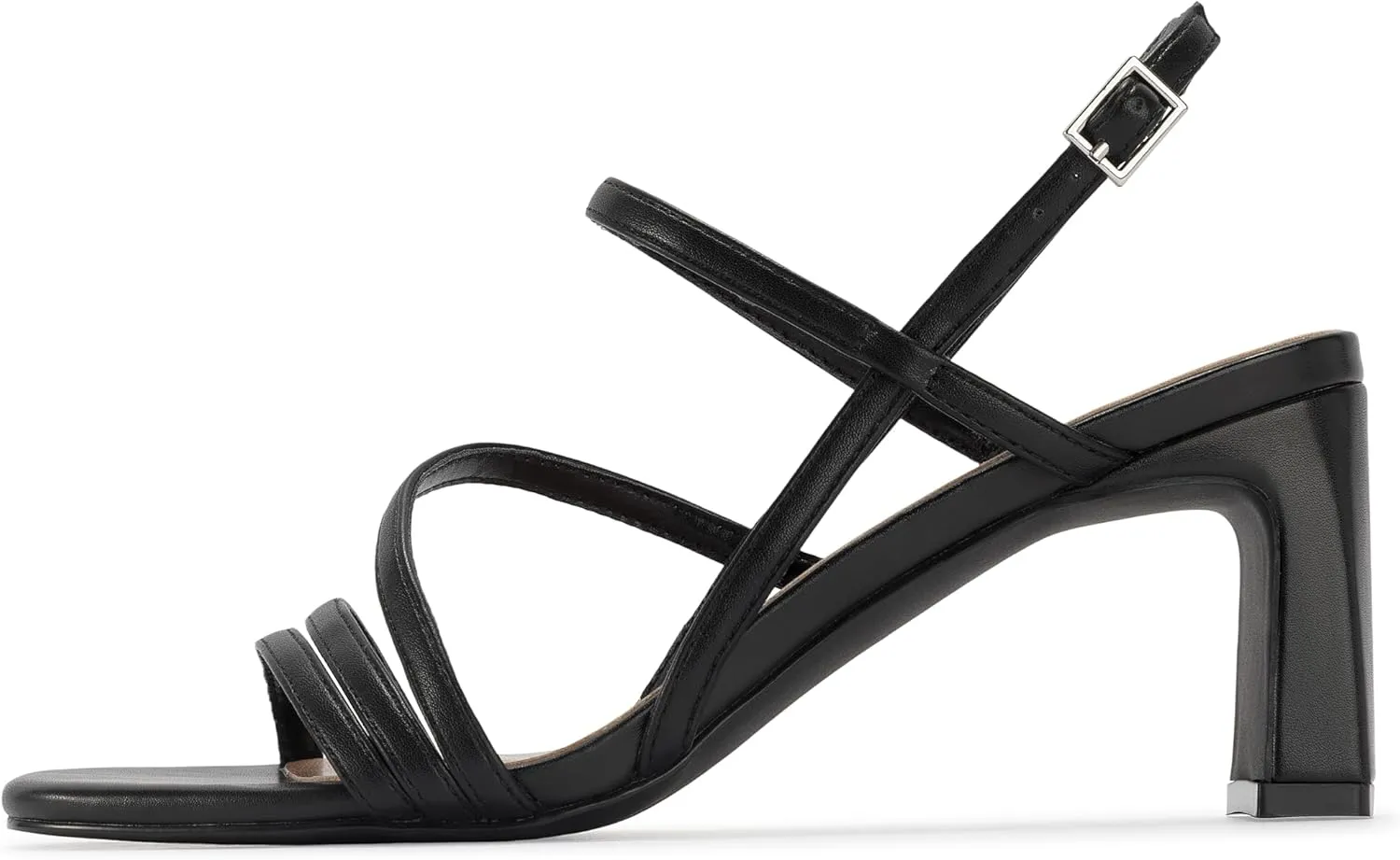 CosyFever Womens Strappy Heeled Sandals 3 Inches Chunky Block Heel Square Toe Buckle Dressy Shoes for Party Work Casual
