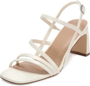 CosyFever Womens Strappy Heeled Sandals 3 Inches Chunky Block Heel Square Toe Buckle Dressy Shoes for Party Work Casual