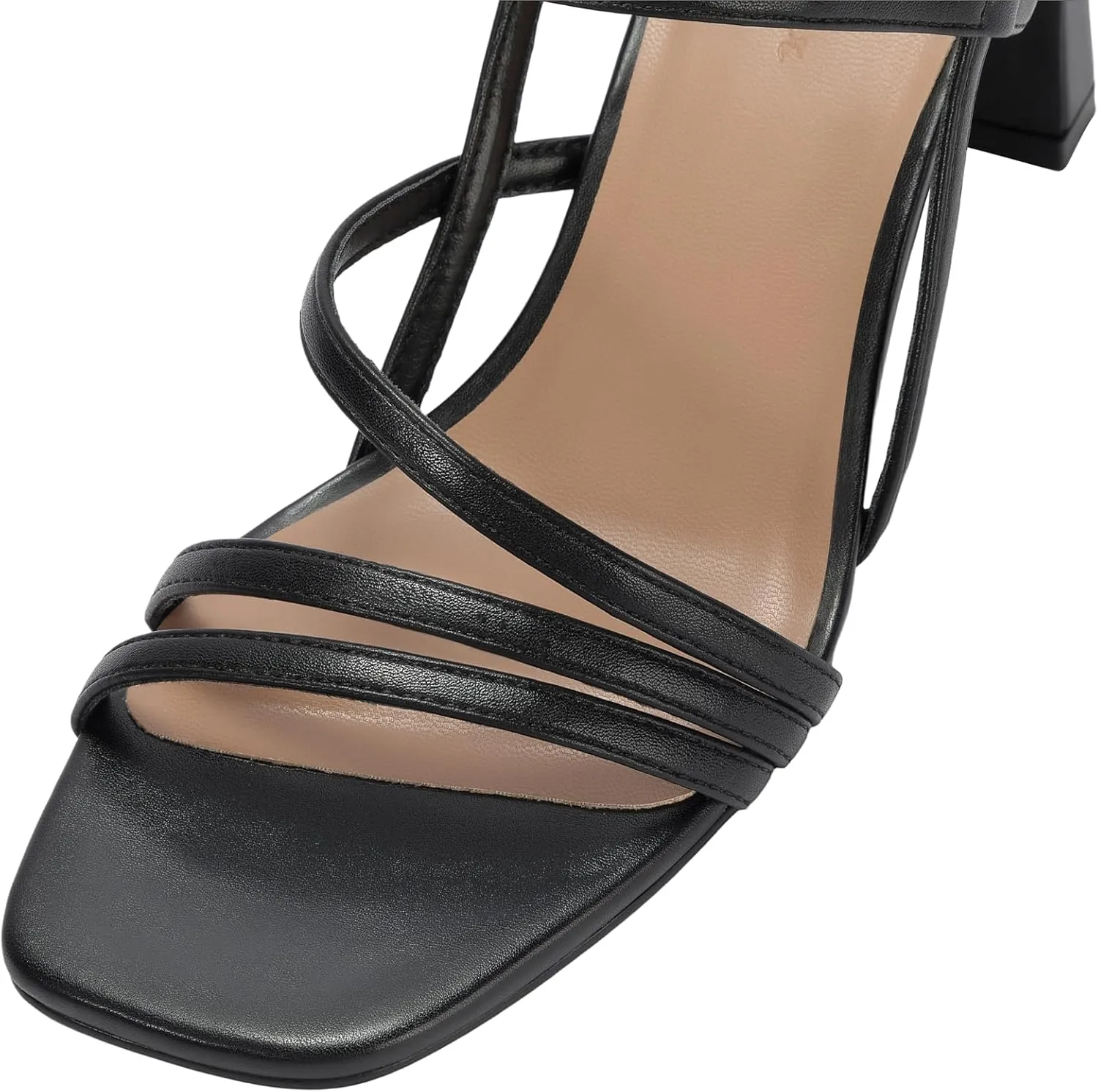 CosyFever Womens Strappy Heeled Sandals 3 Inches Chunky Block Heel Square Toe Buckle Dressy Shoes for Party Work Casual