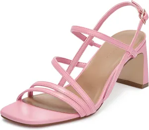 CosyFever Womens Strappy Heeled Sandals 3 Inches Chunky Block Heel Square Toe Buckle Dressy Shoes for Party Work Casual