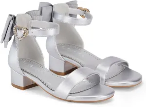 Coutgo Girl's Bow Tie Heeled Sandals Open Toe Chunky Low Heel Rhinestone Princess Dress Shoes