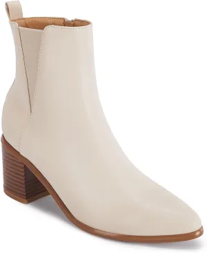 Coutgo Womens Pointed Toe Ankle Boots Chunky Block Stacked Heel Side Zipper Chelsea Fall Booties