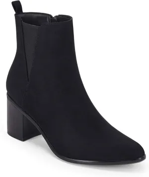 Coutgo Womens Pointed Toe Ankle Boots Chunky Block Stacked Heel Side Zipper Chelsea Fall Booties
