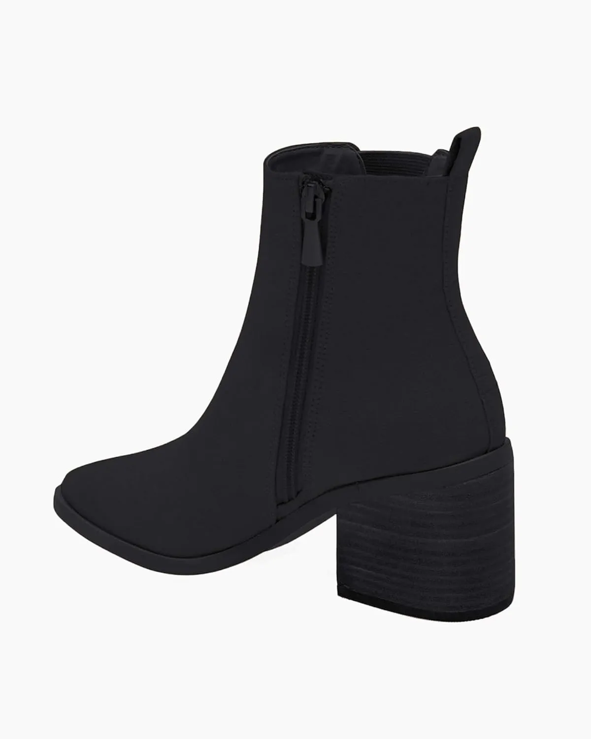 Coutgo Womens Pointed Toe Ankle Boots Chunky Block Stacked Heel Side Zipper Chelsea Fall Booties