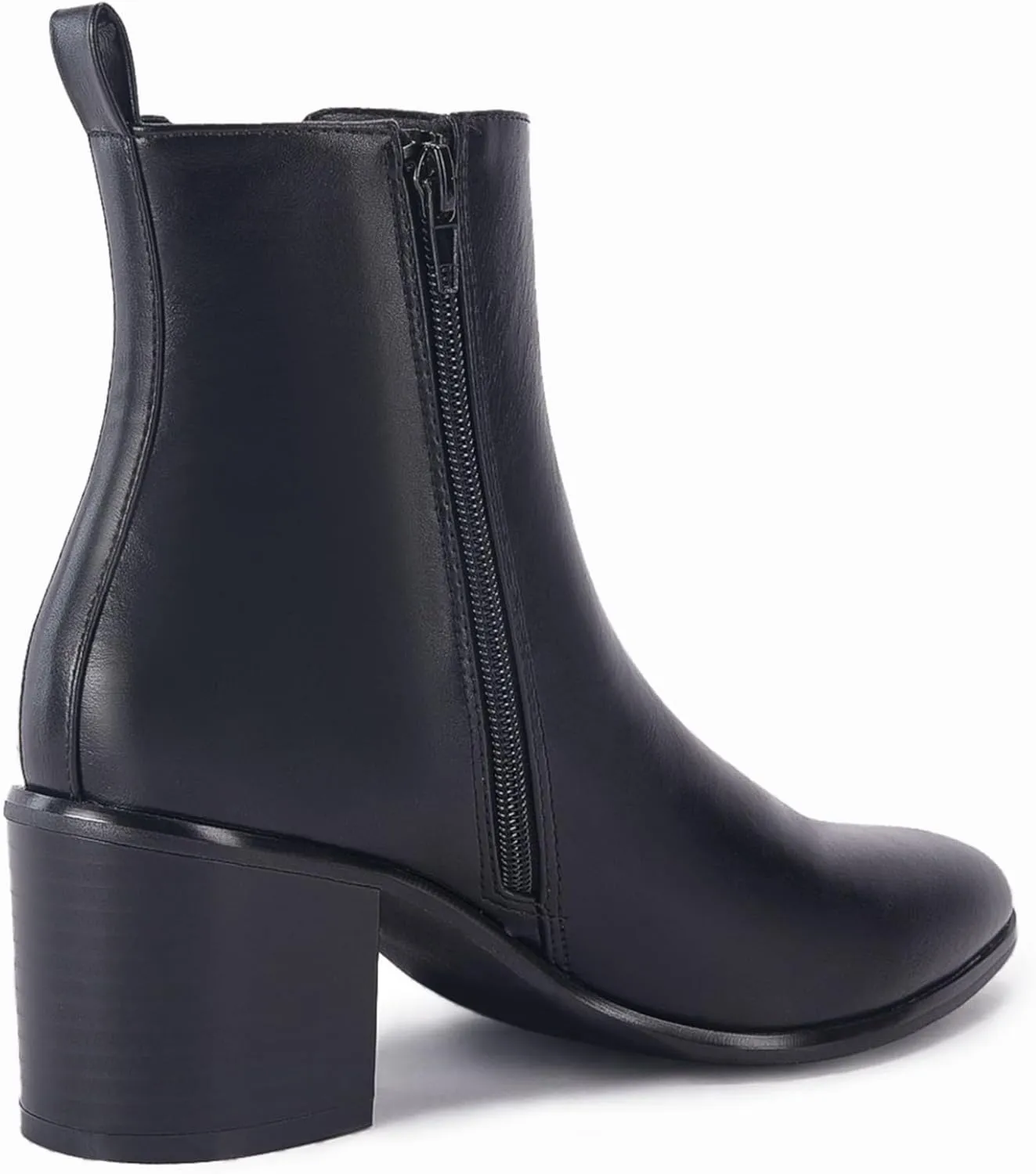 Coutgo Womens Pointed Toe Ankle Boots Chunky Block Stacked Heel Side Zipper Chelsea Fall Booties