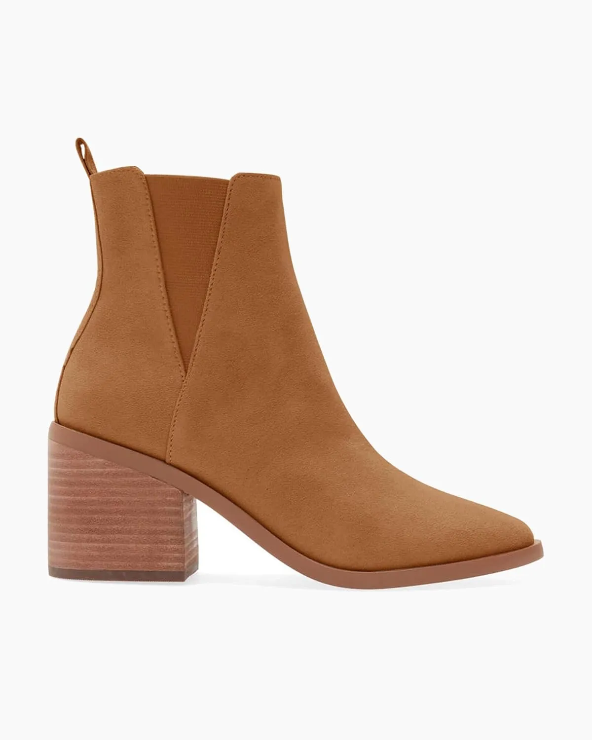 Coutgo Womens Pointed Toe Ankle Boots Chunky Block Stacked Heel Side Zipper Chelsea Fall Booties