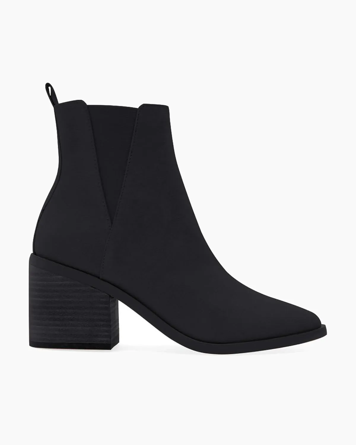Coutgo Womens Pointed Toe Ankle Boots Chunky Block Stacked Heel Side Zipper Chelsea Fall Booties