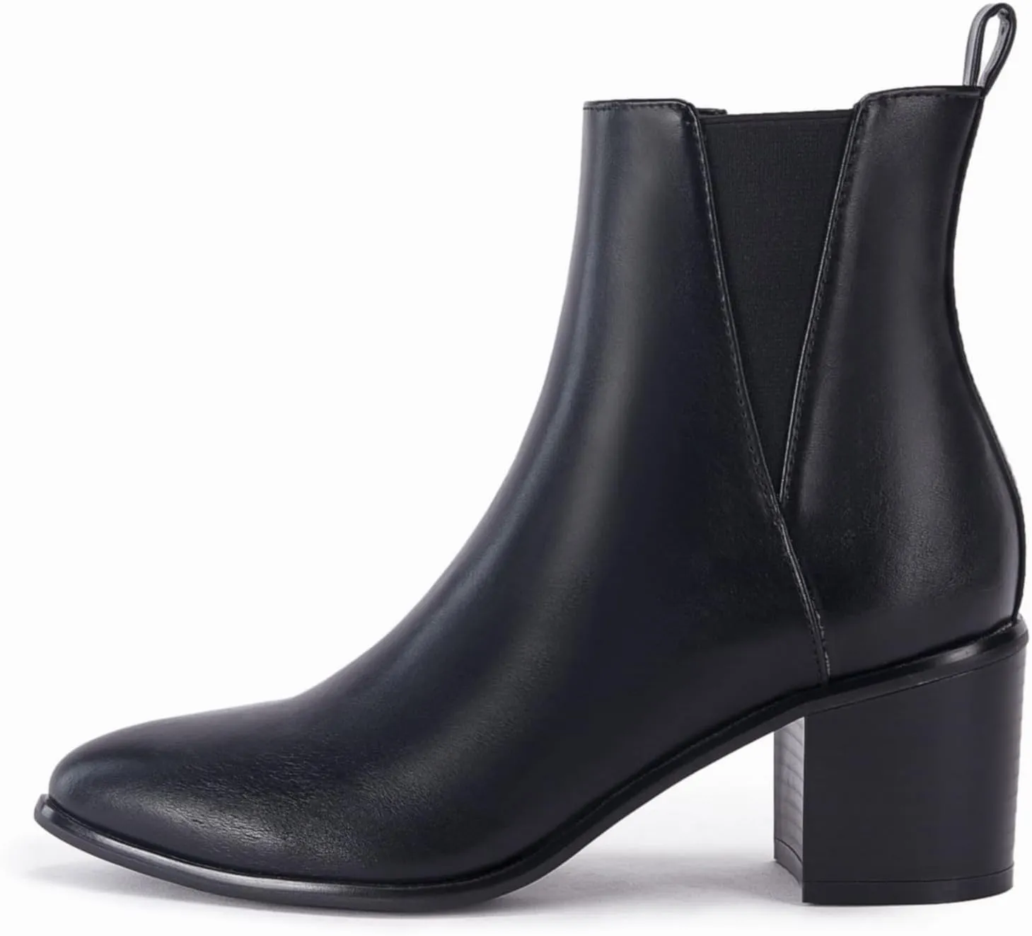 Coutgo Womens Pointed Toe Ankle Boots Chunky Block Stacked Heel Side Zipper Chelsea Fall Booties