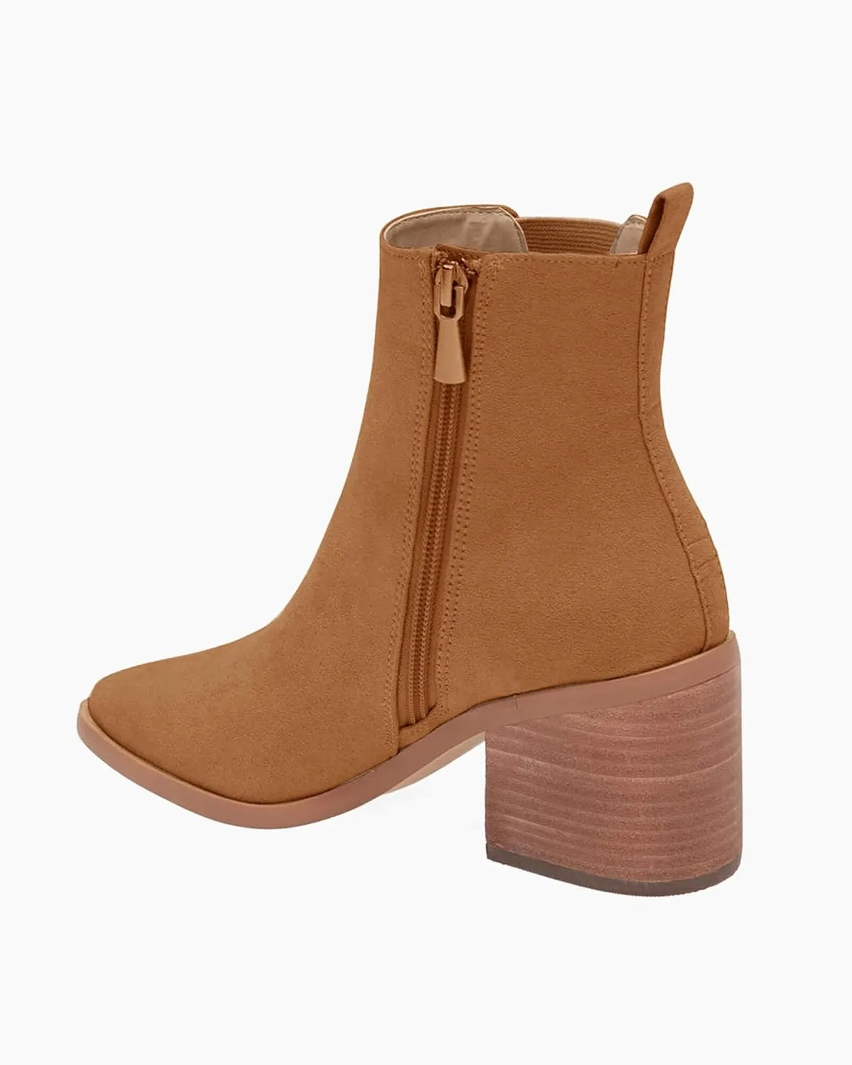 Coutgo Womens Pointed Toe Ankle Boots Chunky Block Stacked Heel Side Zipper Chelsea Fall Booties