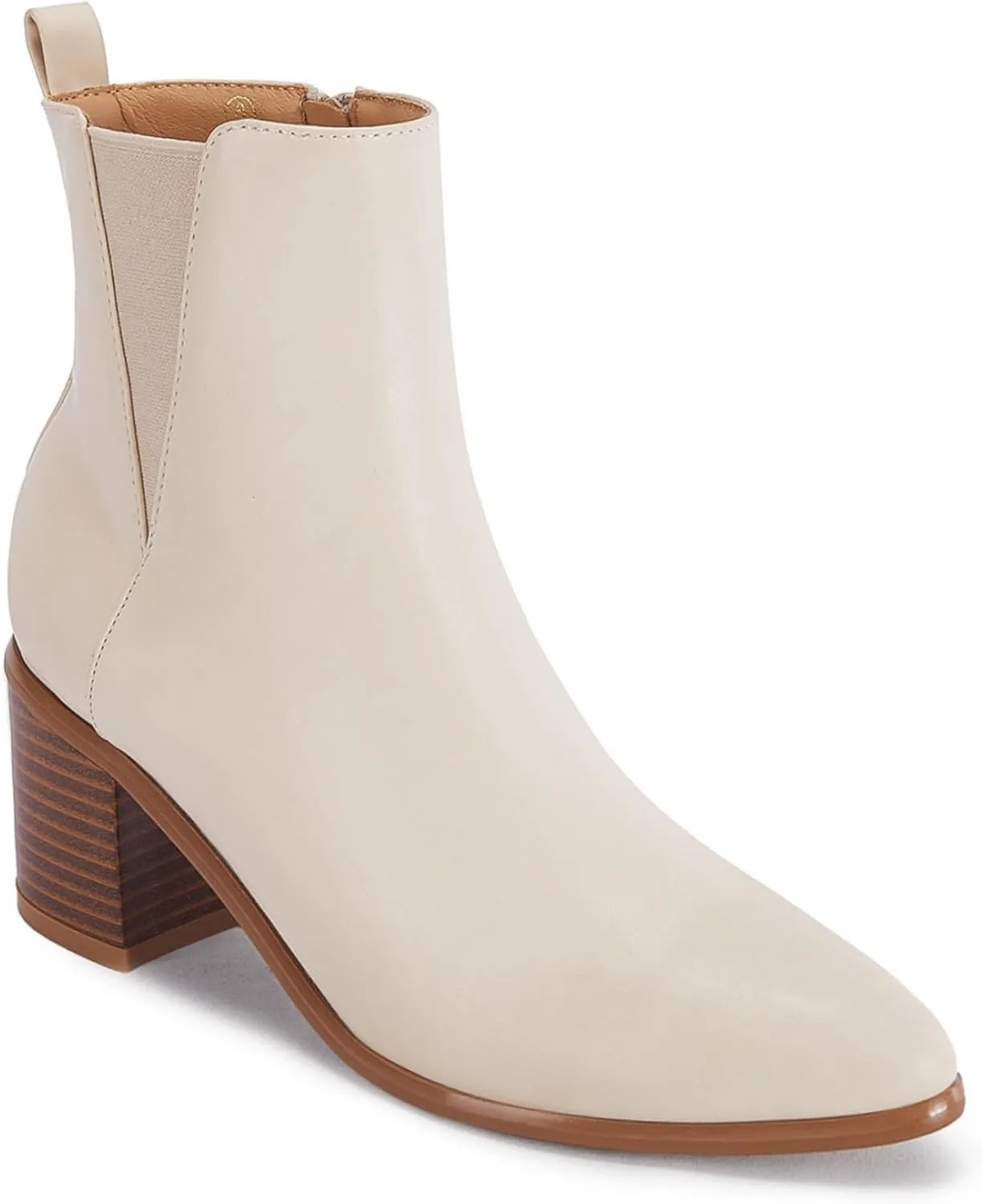 Coutgo Womens Pointed Toe Ankle Boots Chunky Block Stacked Heel Side Zipper Chelsea Fall Booties
