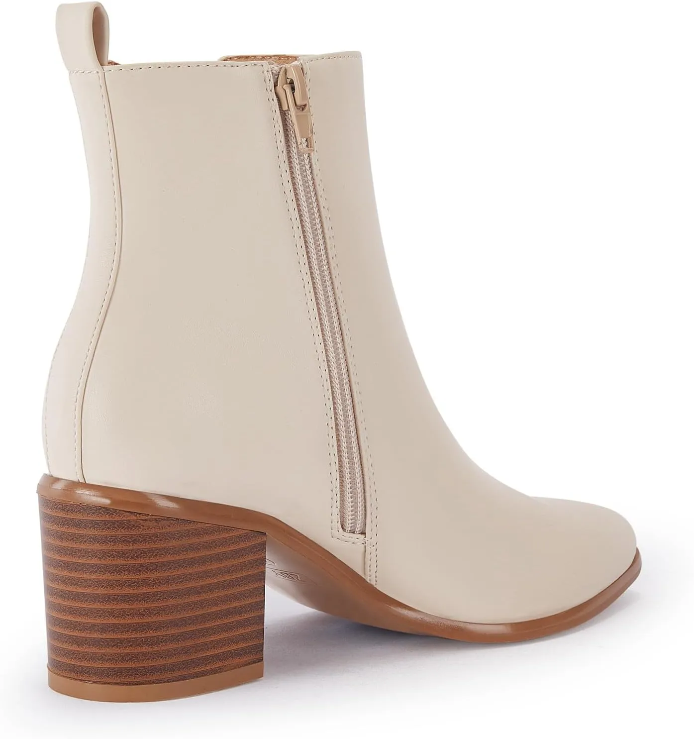 Coutgo Womens Pointed Toe Ankle Boots Chunky Block Stacked Heel Side Zipper Chelsea Fall Booties