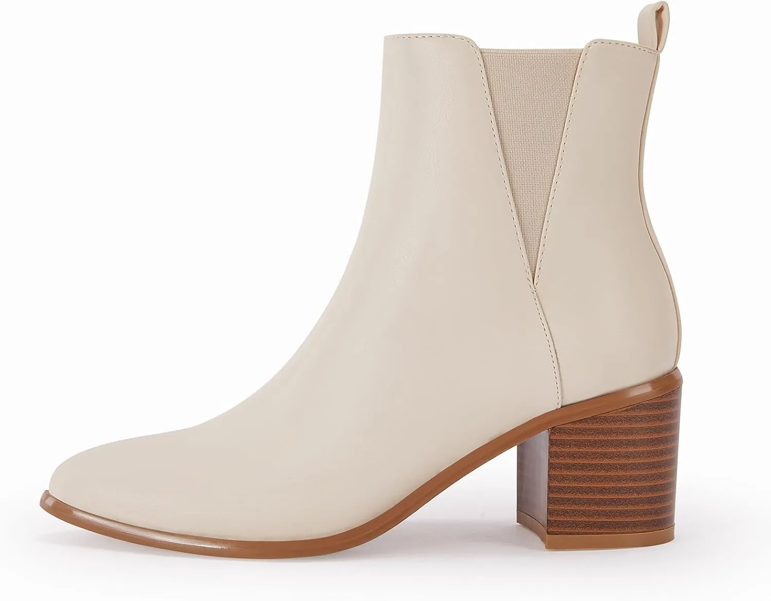 Coutgo Womens Pointed Toe Ankle Boots Chunky Block Stacked Heel Side Zipper Chelsea Fall Booties