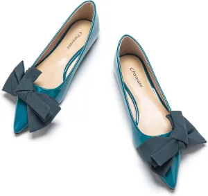 C.Paravano Pointy Bow Flats Women's Flats Comfortable Stylish Slip-On Shoes for Casual and Office
