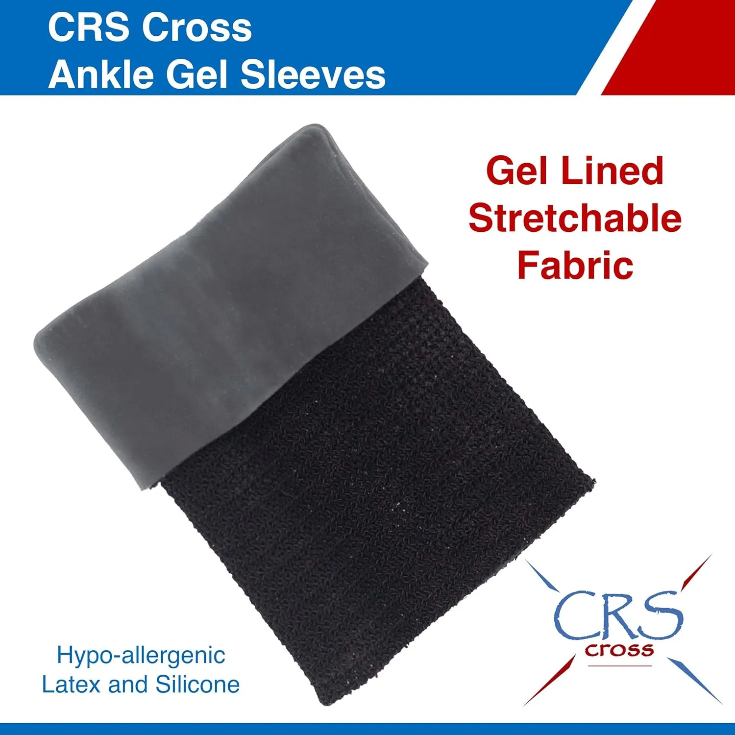 CRS Cross Ankle Gel Sleeves. One Pair of Premium Padded Skate Socks to Cushion and Protect Ankle, Foot and Leg for Figure Skating, Ice Hockey, Roller, Inline Skates. Riding or Ski Boots.