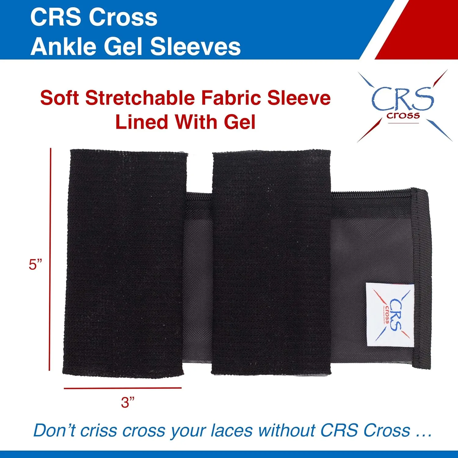 CRS Cross Ankle Gel Sleeves. One Pair of Premium Padded Skate Socks to Cushion and Protect Ankle, Foot and Leg for Figure Skating, Ice Hockey, Roller, Inline Skates. Riding or Ski Boots.
