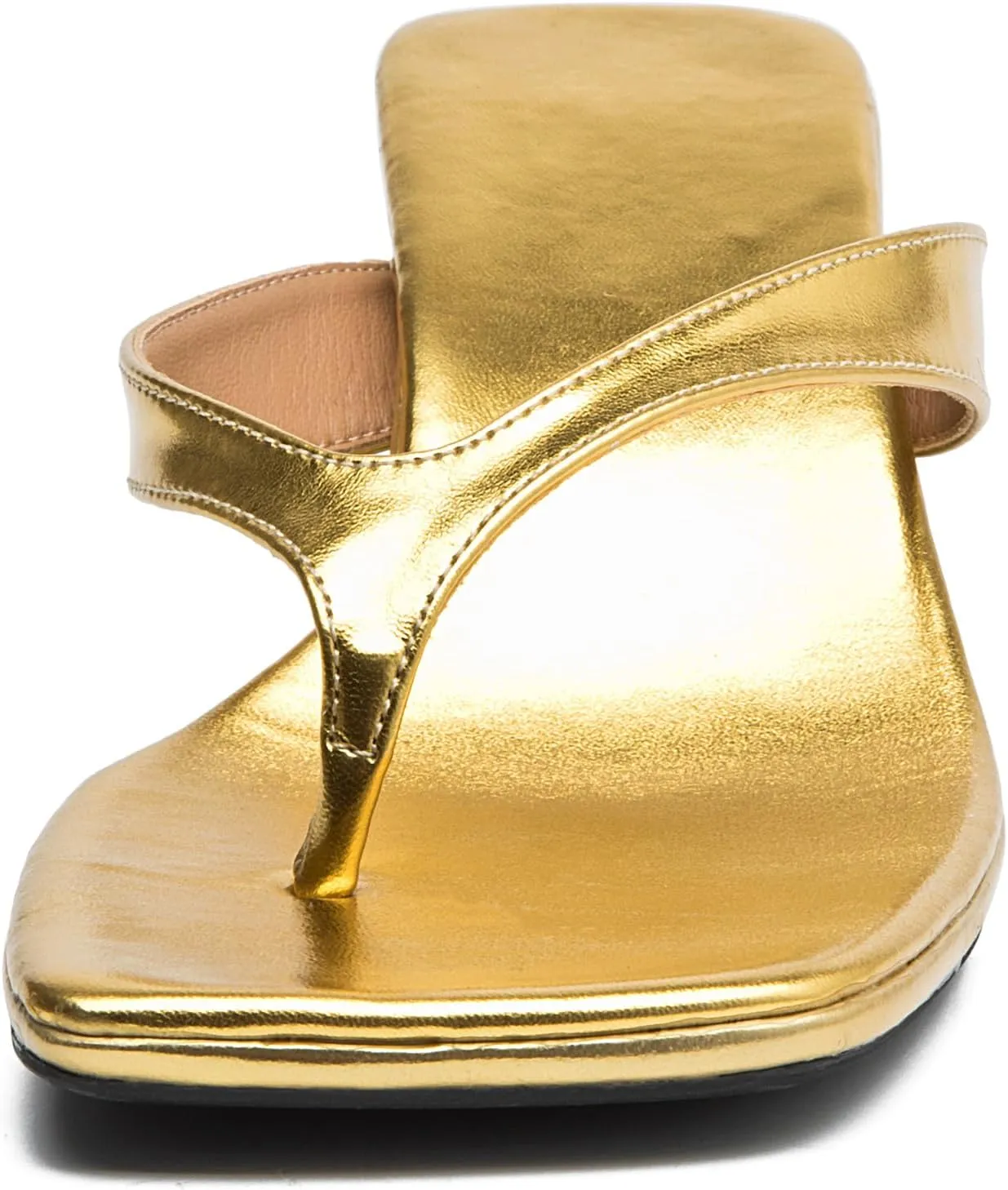 DADAWEN Women's Kitten Heels Thong Sandals Square Open Toe Flip Flop Heels Slip On Fashion Summer Dressy Party Wedding Pumps Heeled Sandals