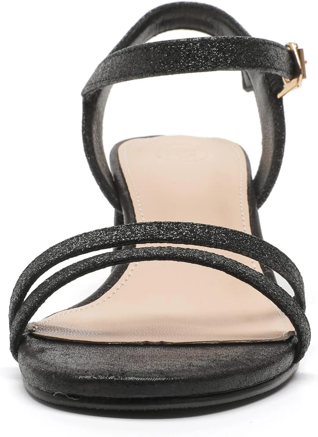 DADAWEN Women's Open Toe Ankle Strap Low Block Chunky Heels Sandals Party Wedding Dress Pumps Shoes