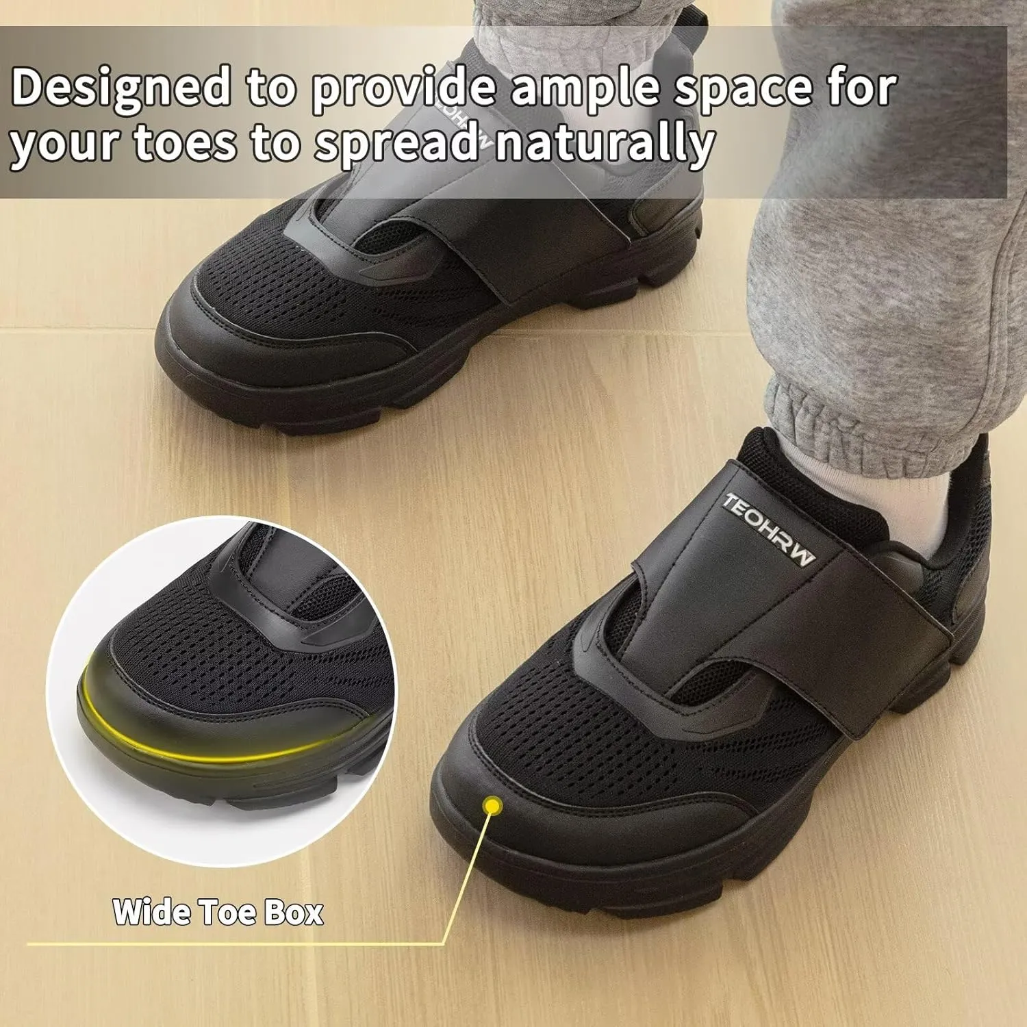 Diabetic Shoes for Men Extra Wide Walking Shoes Swollen Feet Shoes for Neuropathy Adjustable Closure with Arch Support