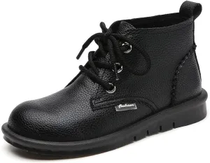 DirraBra Women's Hand Leather Lace Up Flat Chukka Boots Fashion Retro Warm Non-Slip Low Heel Walk Shoes Autumn Winter Outdoor Leisure Round Toe Softsole Ankle Booties