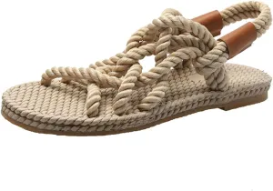 Discover Comfort and Style: Women’s Braided Rope Sandals - Crisscross Strappy Open Toe Summer Slides! Retro Weaved Bohemian Straw Shoes for Every Occasion!