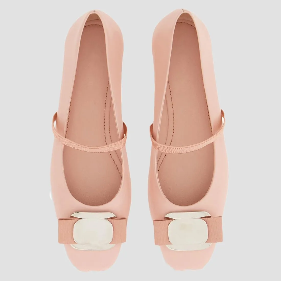 Divanne Ballet Flats for Women, Bowtie Mary Jane Flats Square Toe Ballerina Shoes with Strap