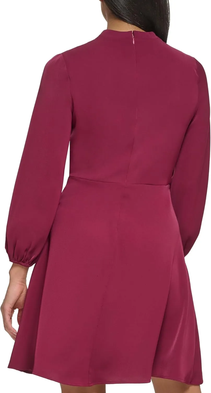 DKNY womens Long Sleeve Wear to Work Front Tie Waist Dress