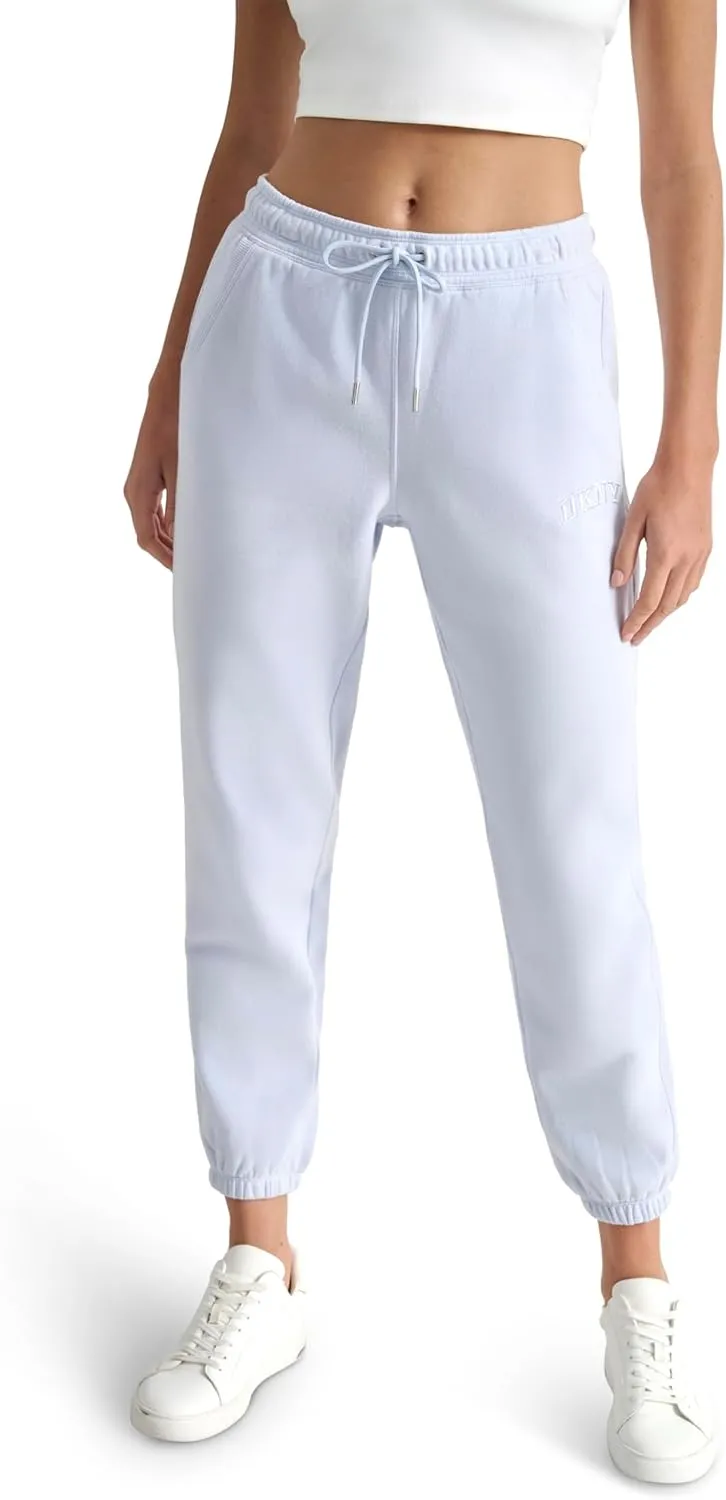 DKNY womens Varsity Embroidered Logo Jogger Fleece Sweatpant