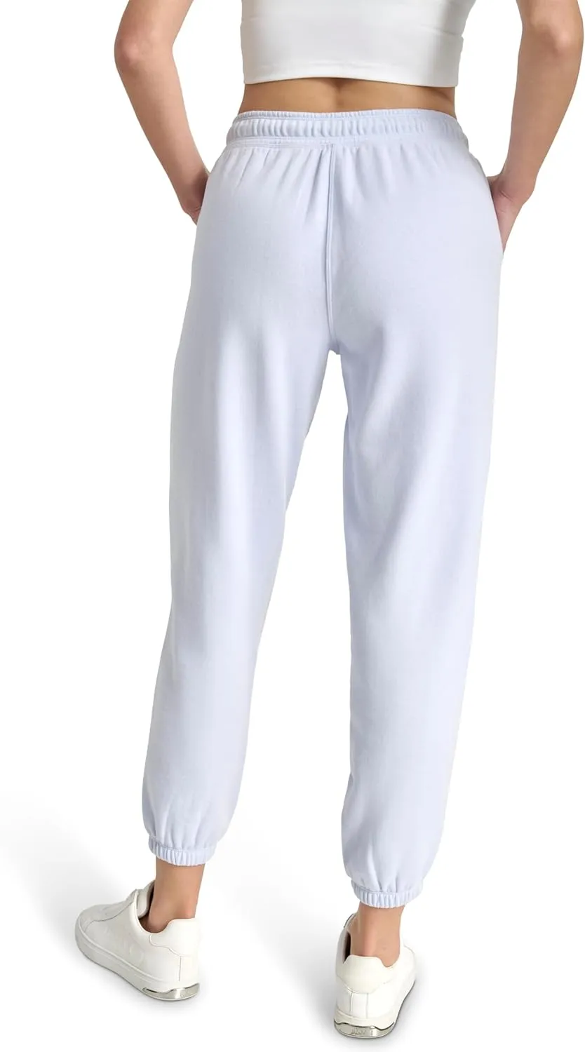 DKNY womens Varsity Embroidered Logo Jogger Fleece Sweatpant
