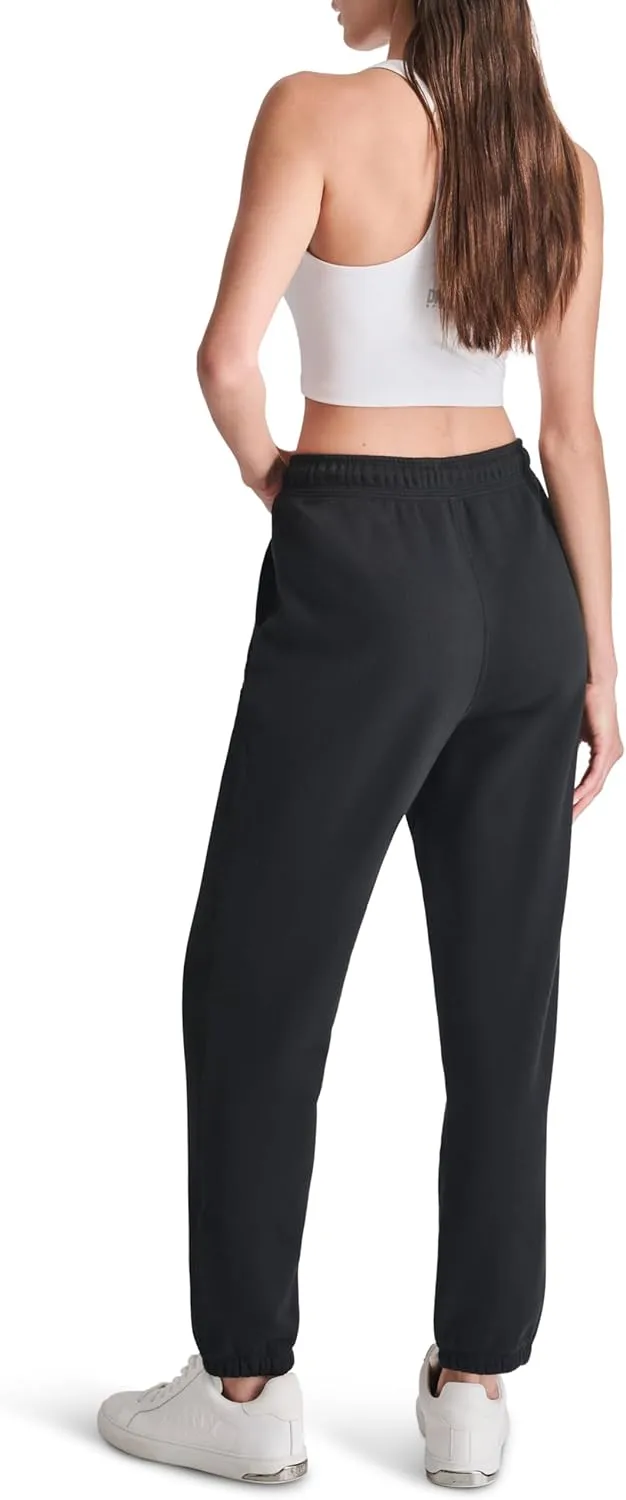DKNY womens Varsity Embroidered Logo Jogger Fleece Sweatpant