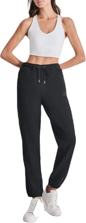 DKNY womens Varsity Embroidered Logo Jogger Fleece Sweatpant