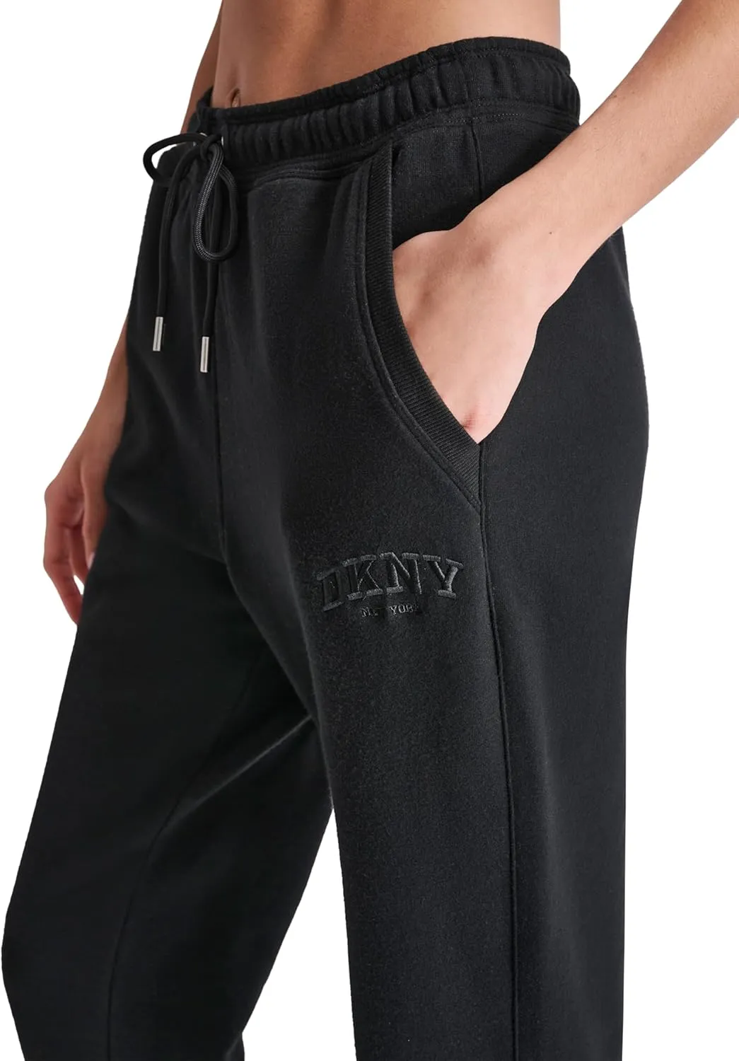 DKNY womens Varsity Embroidered Logo Jogger Fleece Sweatpant
