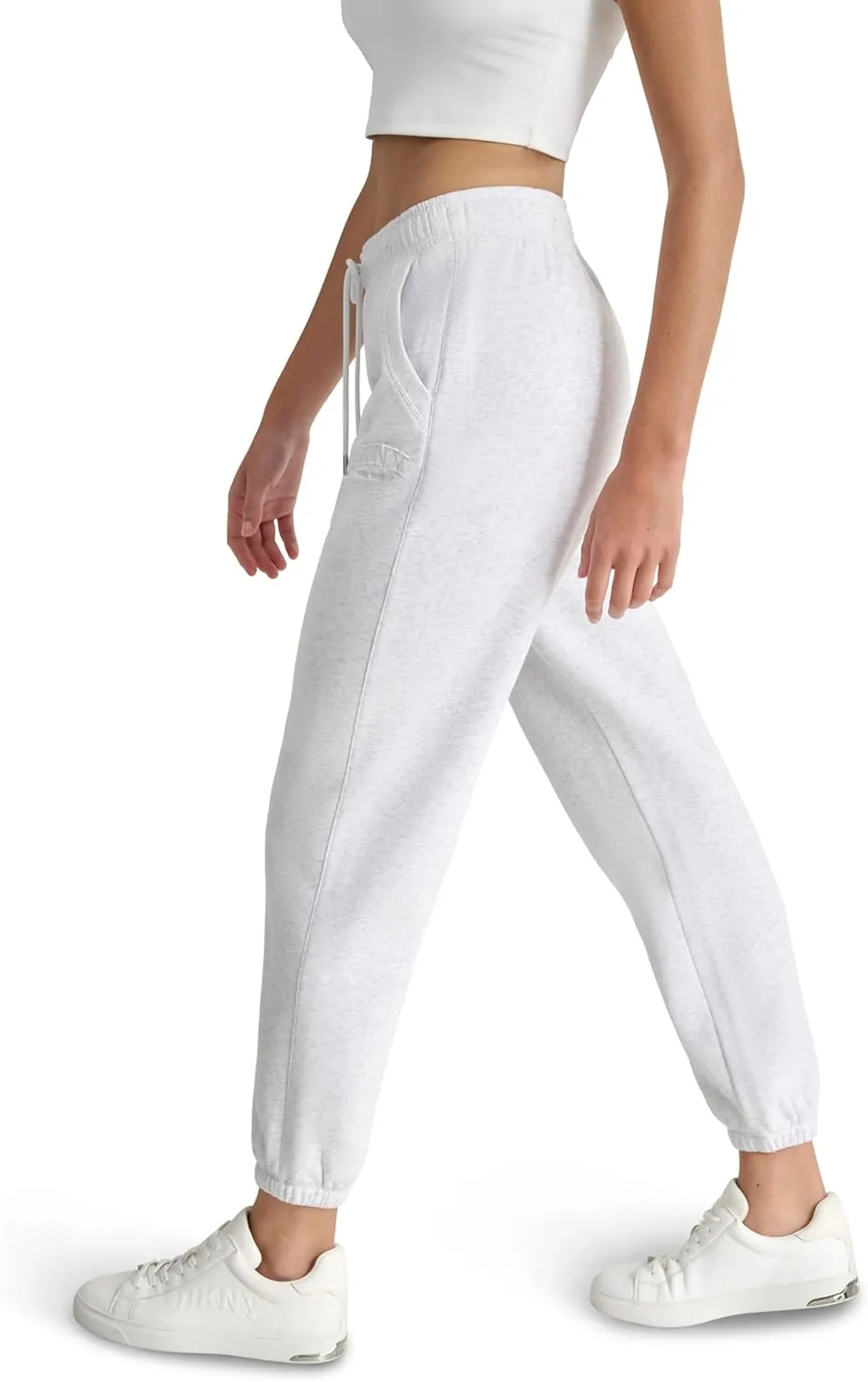 DKNY womens Varsity Embroidered Logo Jogger Fleece Sweatpant
