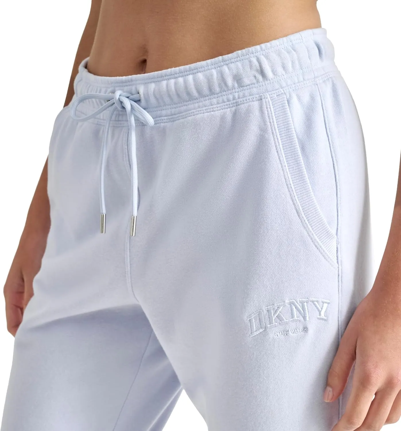 DKNY womens Varsity Embroidered Logo Jogger Fleece Sweatpant