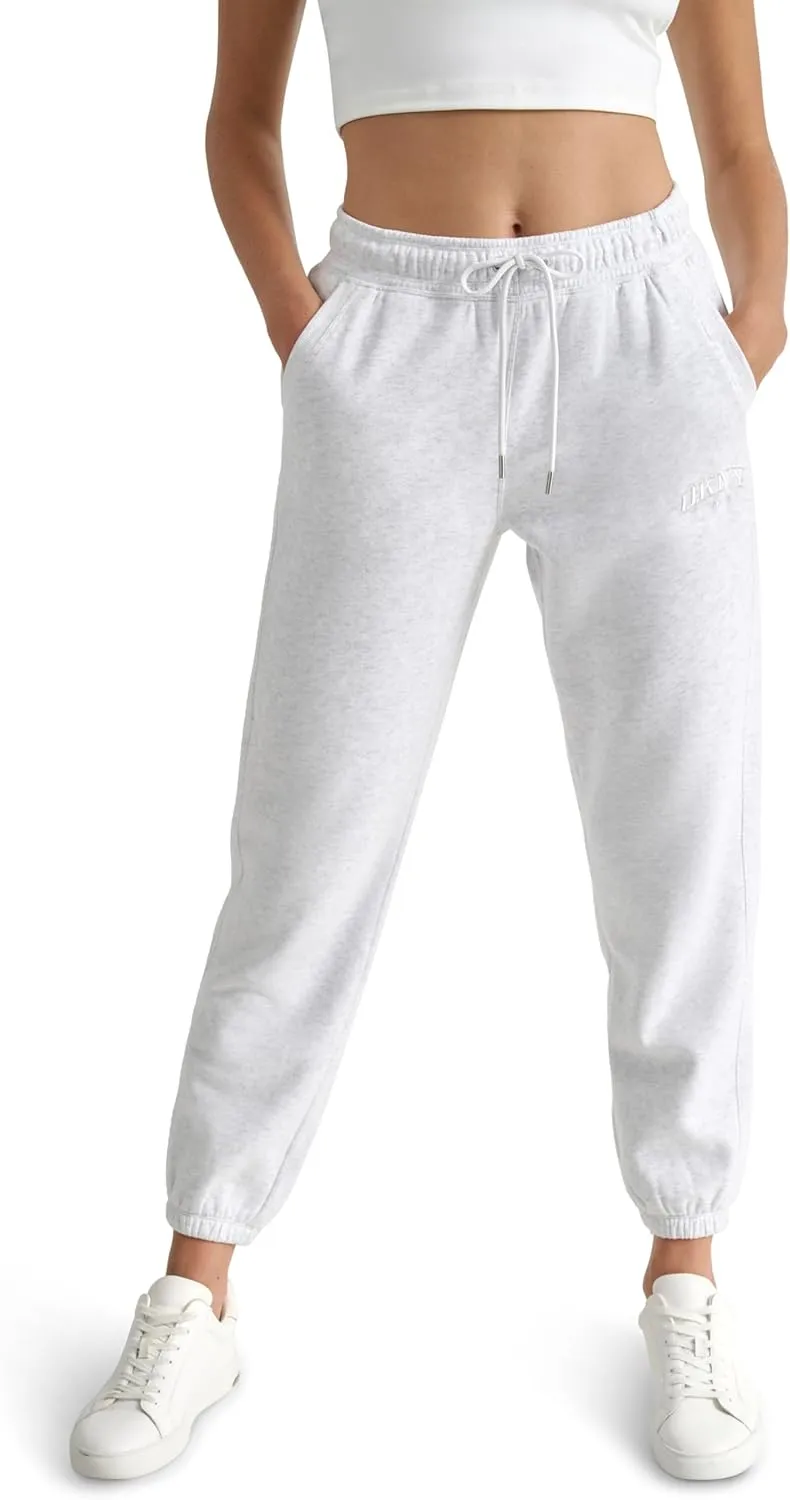 DKNY womens Varsity Embroidered Logo Jogger Fleece Sweatpant