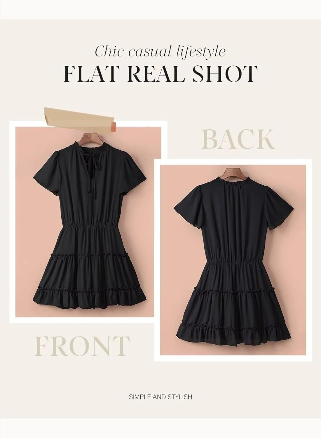 Dokotoo Womens Spring Summer 2025 Short Sleeve Split V Neck Ruffle Chiffon Elegant Mini Short Skirt Dresses