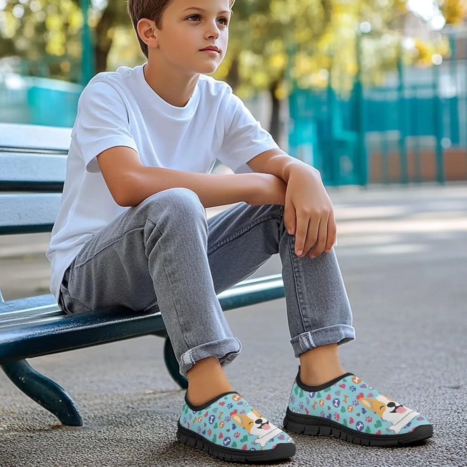 Doojoayie Boys Tennis Shoes Slip On for Active Student School Running Sneakers