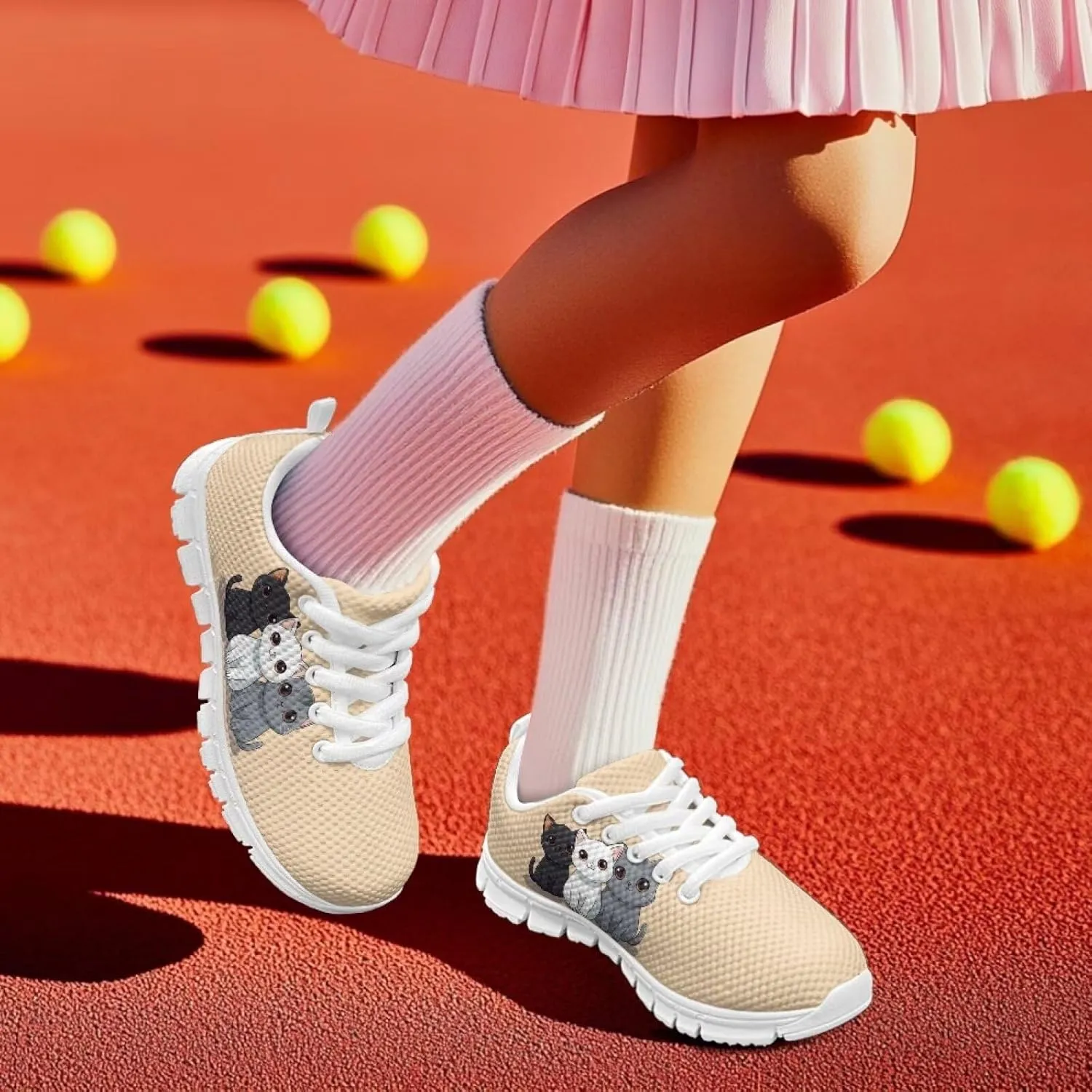 Doojoayie School Tennis Shoes for Girls Running Shoes Animal Pattern Casual Sneakers