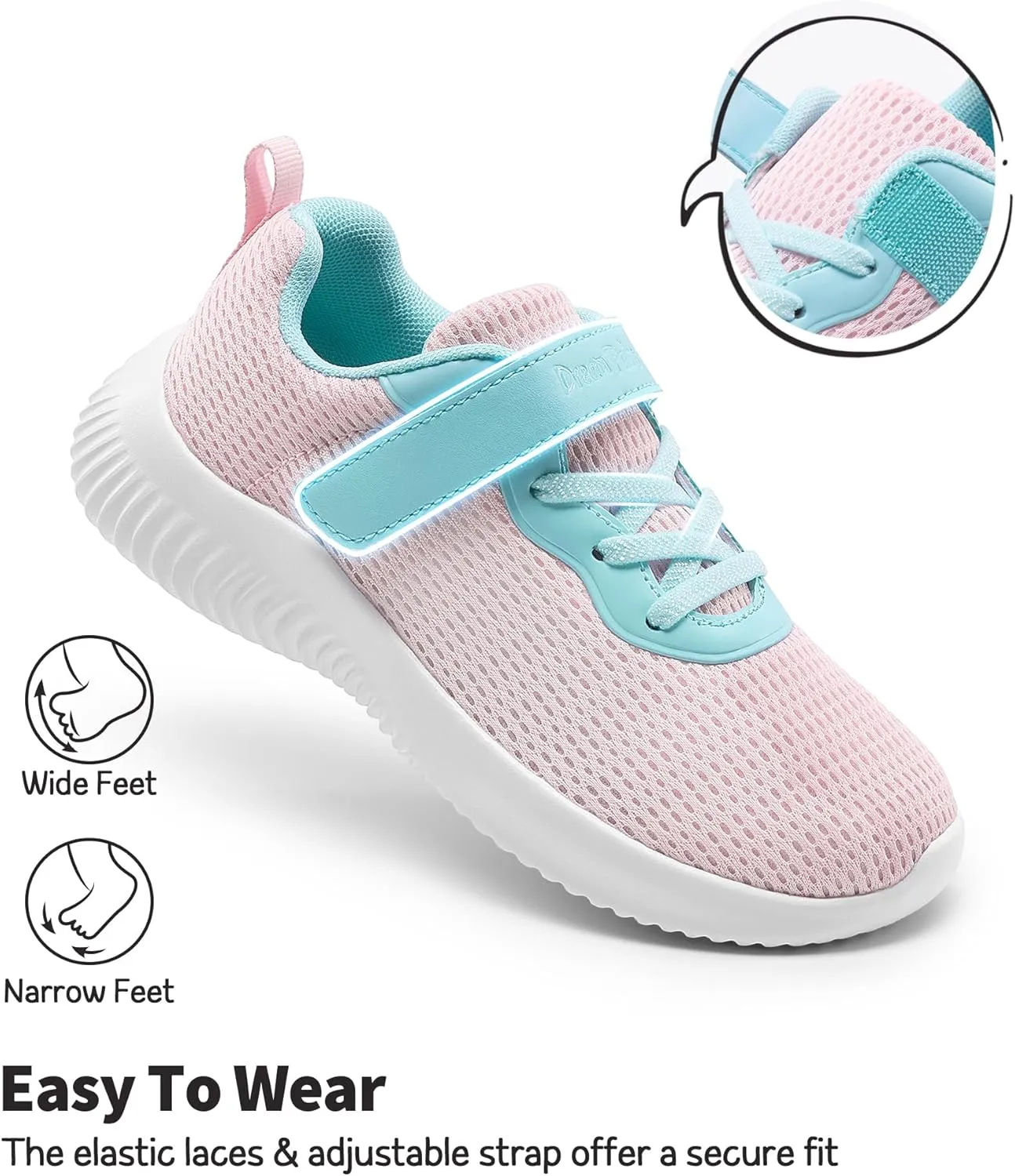 DREAM PAIRS Boys Girls Shoes Kids Tennis EZ-Ons FunRun Breathable Running Athletic Sport Sneakers