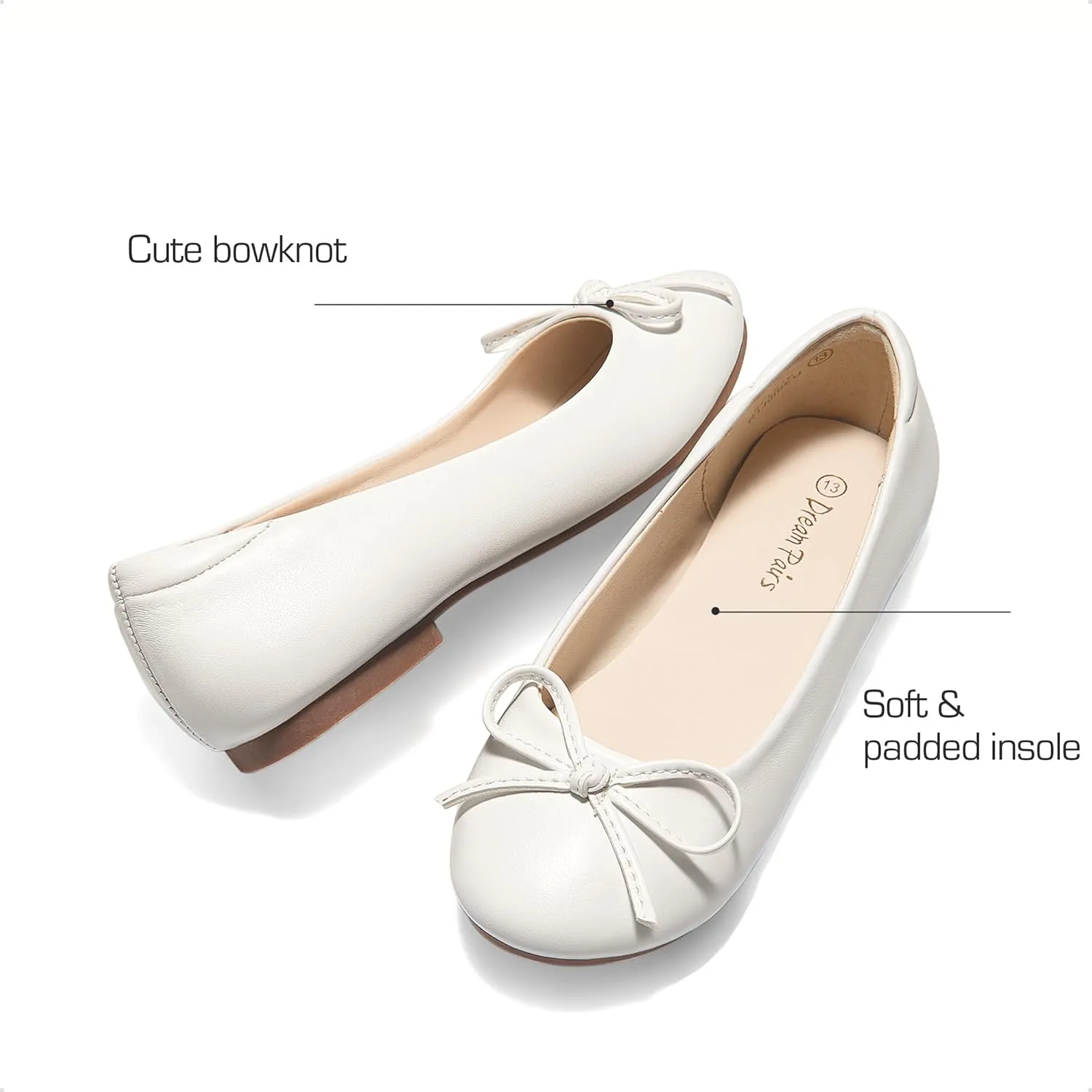 DREAM PAIRS Girls Dress Shoes Ballet Flats Slip-on Fashion Bow Flower Girl Shoes for Wedding, School, Party, Birthday