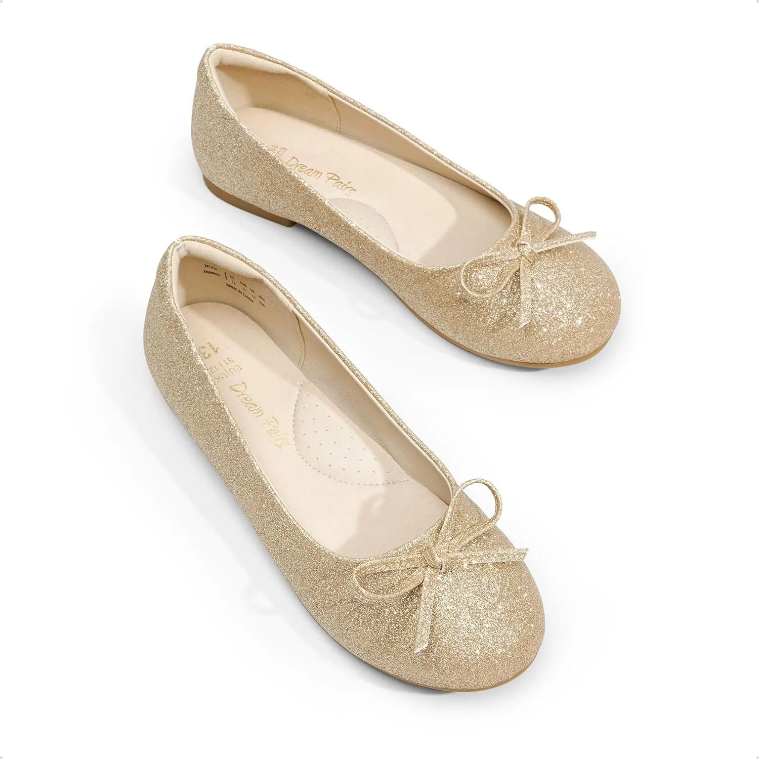 DREAM PAIRS Girls Dress Shoes Ballet Flats Slip-on Fashion Bow Flower Girl Shoes for Wedding, School, Party, Birthday