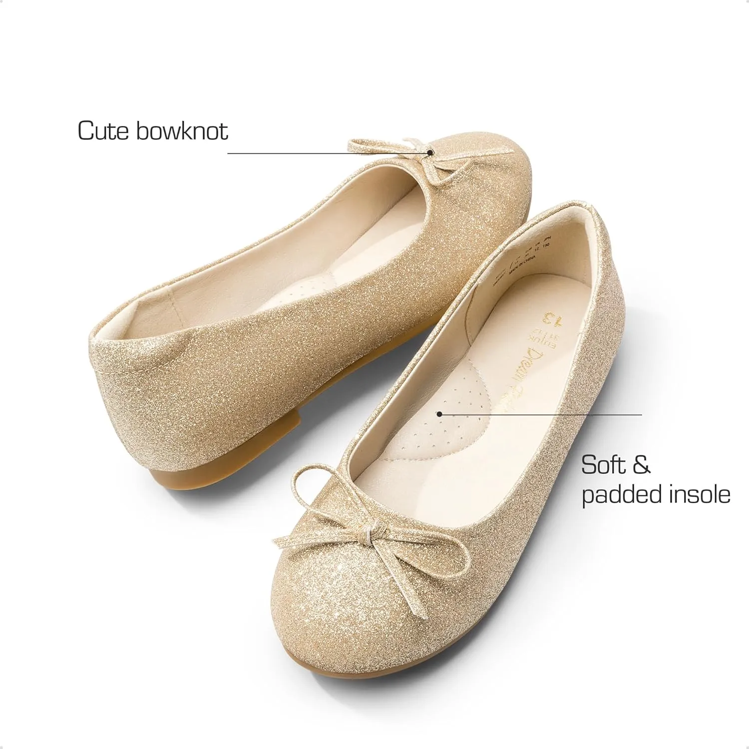 DREAM PAIRS Girls Dress Shoes Ballet Flats Slip-on Fashion Bow Flower Girl Shoes for Wedding, School, Party, Birthday