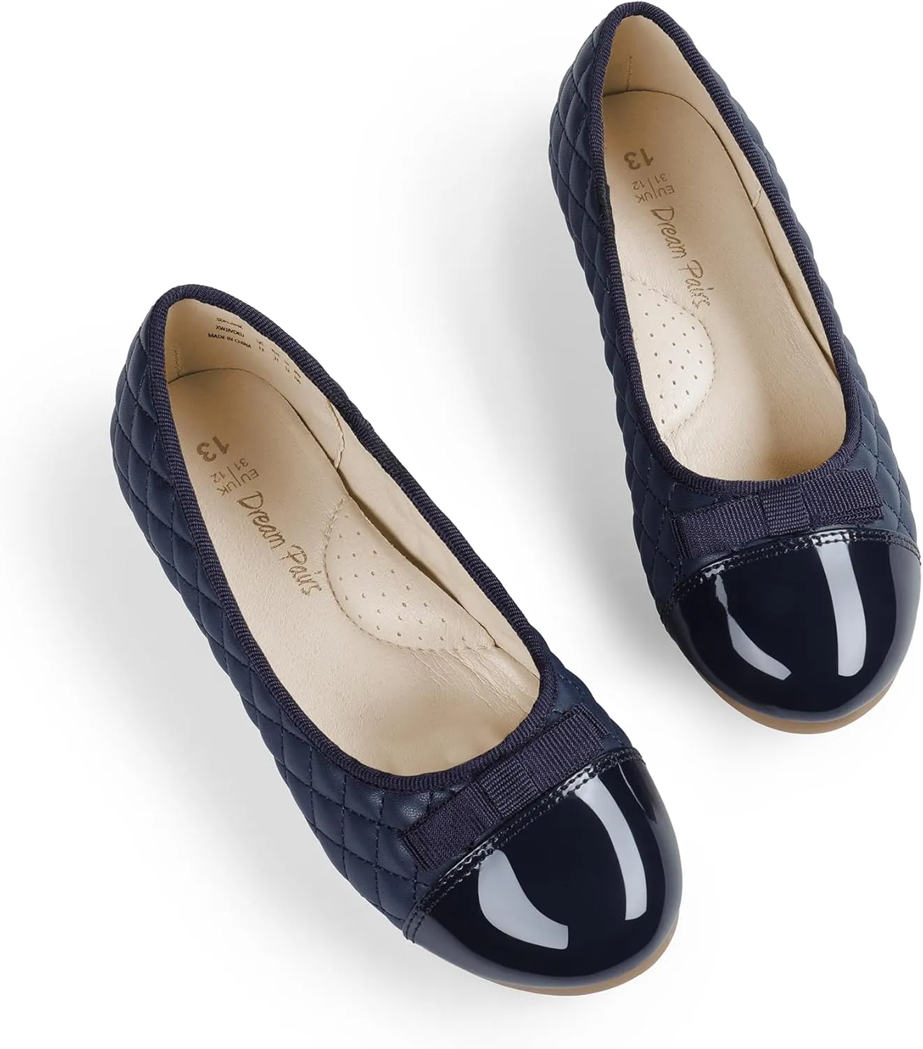 DREAM PAIRS Girls Dress Shoes Flower Girl Slip-on Bow Ballet Flats for Wedding, Party, School (Little Kid/Big Kid)