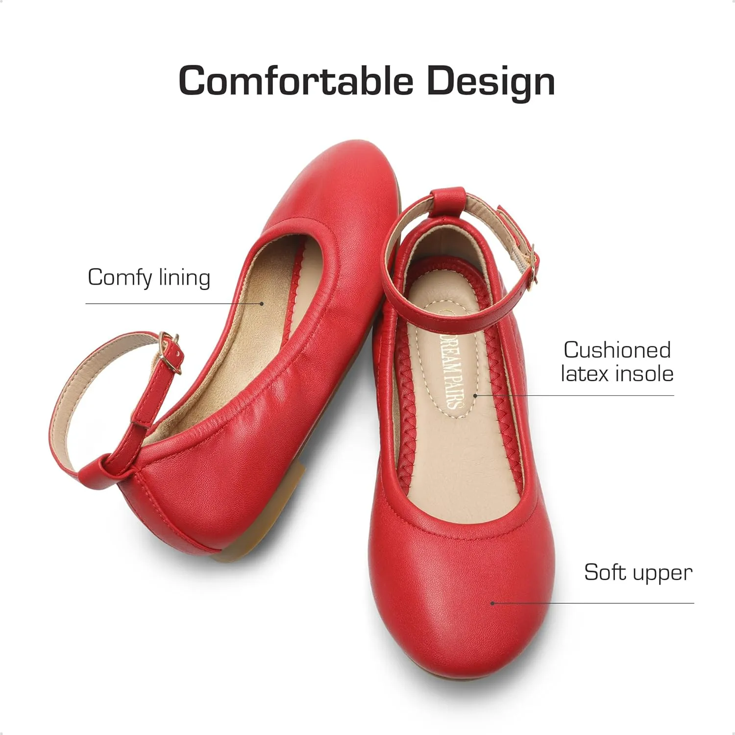 DREAM PAIRS Girls Dress Shoes Girl's Ballerina Flat Ankle Strap Ballet Flats (Toddler/Little Kid/Big Kid)