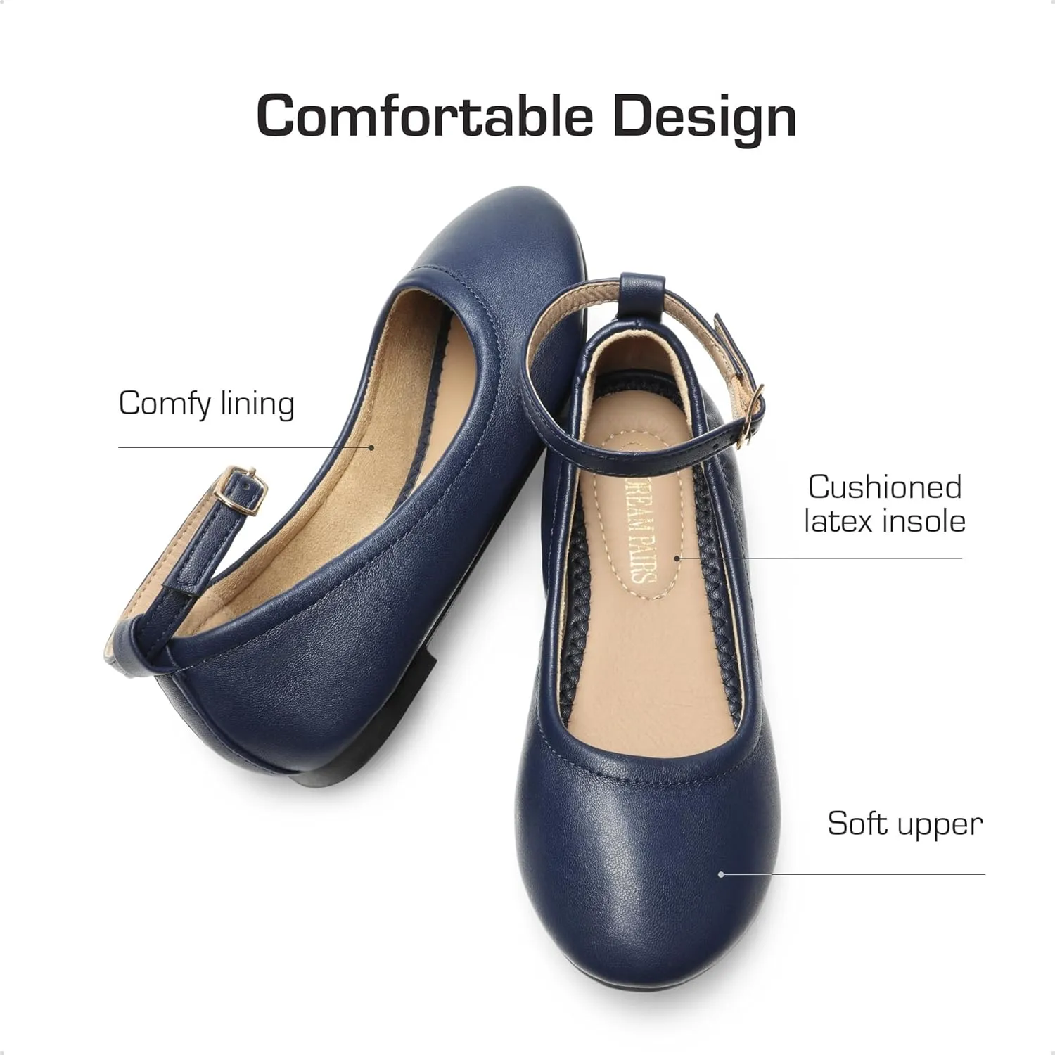 DREAM PAIRS Girls Dress Shoes Girl's Ballerina Flat Ankle Strap Ballet Flats (Toddler/Little Kid/Big Kid)