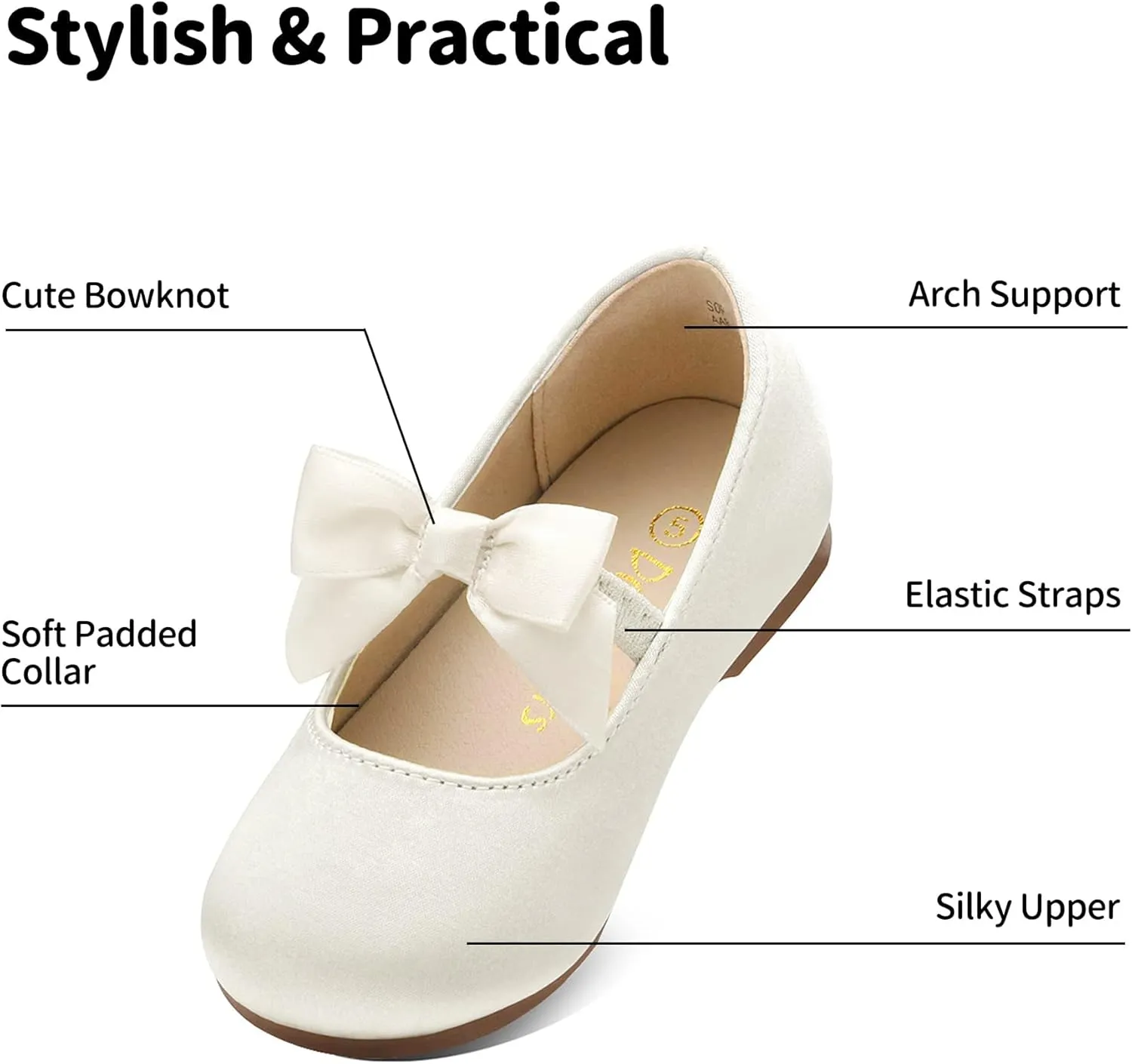 DREAM PAIRS Girls Dress Shoes Mary Jane Flower Girl Bow Ballet Flats for Wedding Party Toddler/Little Kid