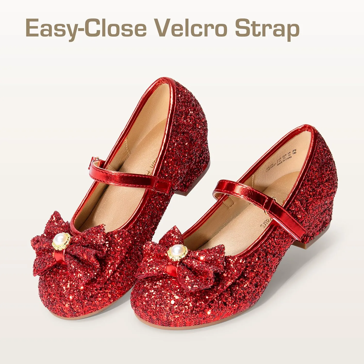 DREAM PAIRS Girls Dress Shoes Princess Shoes for Toddler Little Girl Mary Jane Low Heels Glitter Flower Party Wedding Footwear
