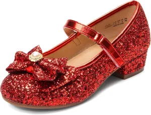 DREAM PAIRS Girls Dress Shoes Princess Shoes for Toddler Little Girl Mary Jane Low Heels Glitter Flower Party Wedding Footwear