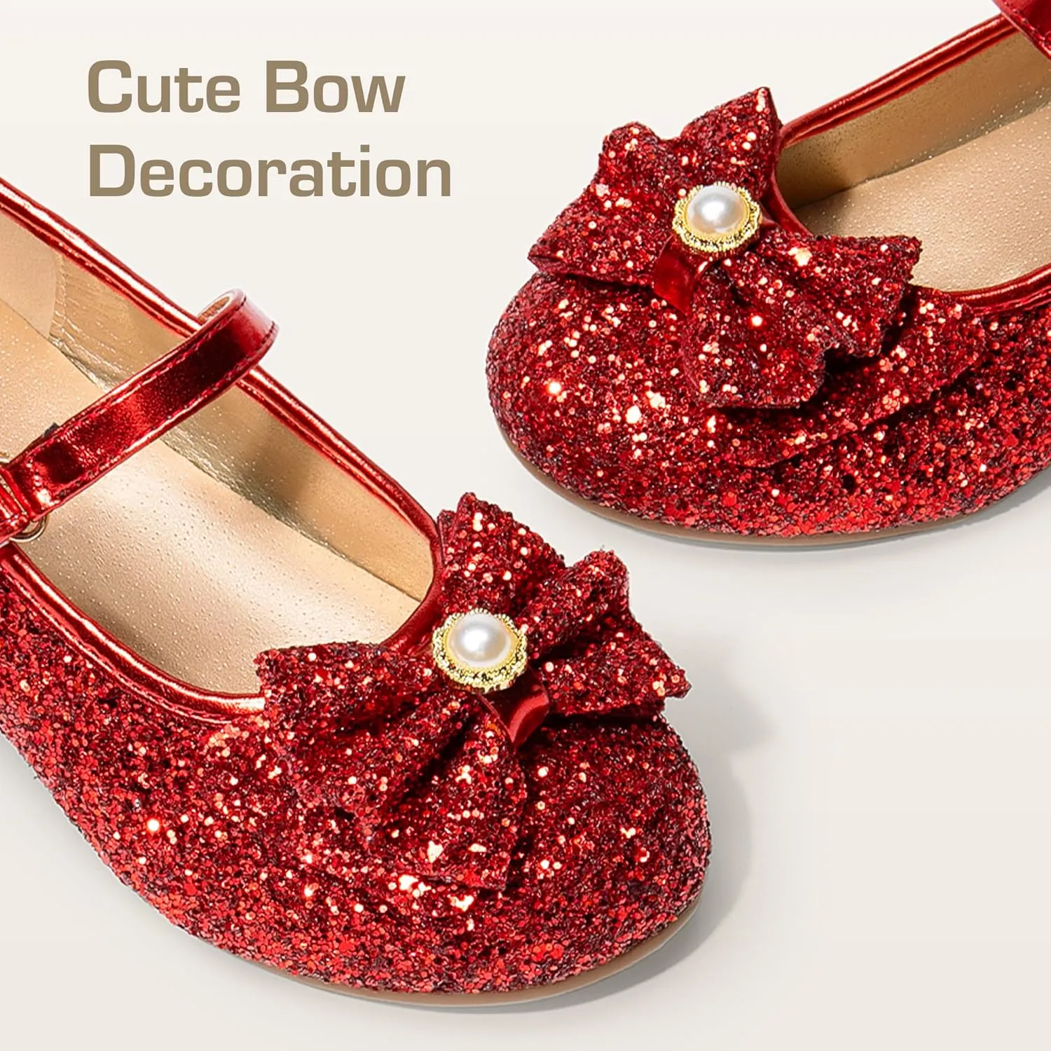 DREAM PAIRS Girls Dress Shoes Princess Shoes for Toddler Little Girl Mary Jane Low Heels Glitter Flower Party Wedding Footwear